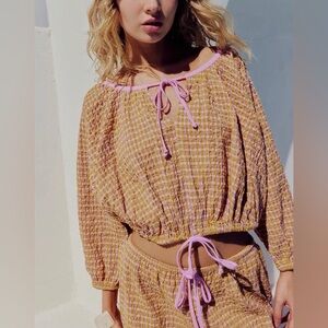 Nwot Free People Clara Plaid Top